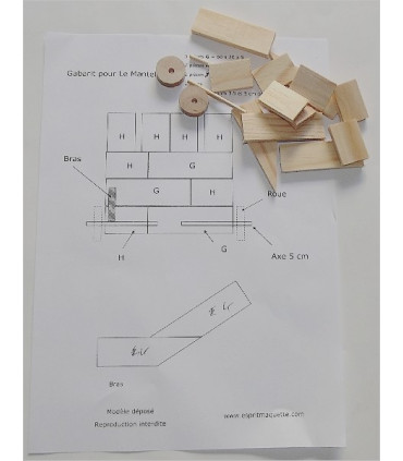Maquette de Mantelet droit. Pièces prédécoupées.