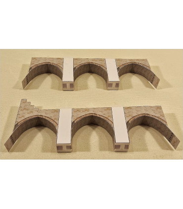 Maquette du Pont Médiéval de Valentré à Cahors (46). Collage arches.