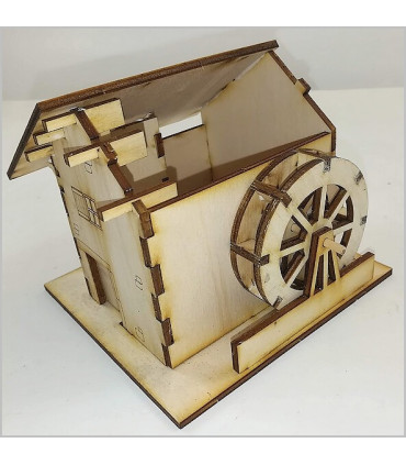 Maquette de Moulin de montagne. Montage roue.