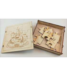 Maquette Boite Puzzle - Modèle Château-Fort 9 pièces. Vue intérieure.