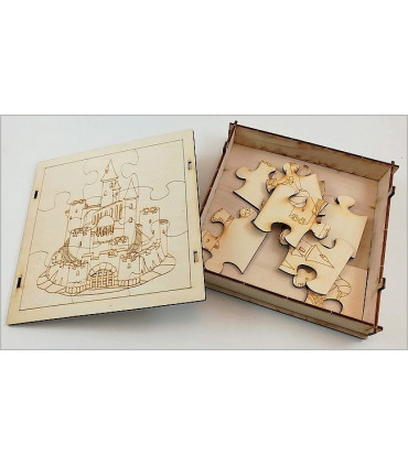 Maquette Boite Puzzle - Modèle Château-Fort 9 pièces. Vue intérieure.