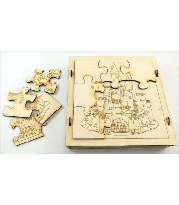 Maquette Boite Puzzle - Modèle Château-Fort 9 pièces. Assemble vue avant.