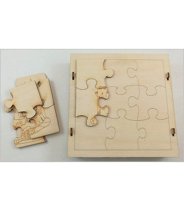 Maquette Boite Puzzle - Modèle Château-Fort 9 pièces. Assemblage vue arrière.